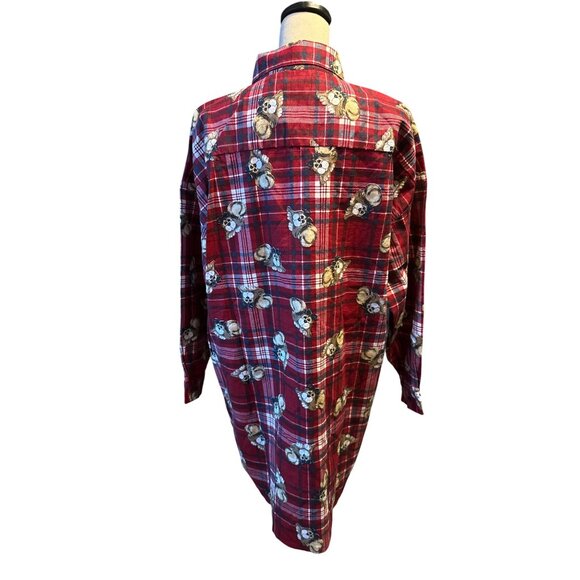 NWT Kathy Ireland Flannel Night Shirt Dog Love Plaid Pajama Puppy Red One Size - Picture 3 of 6